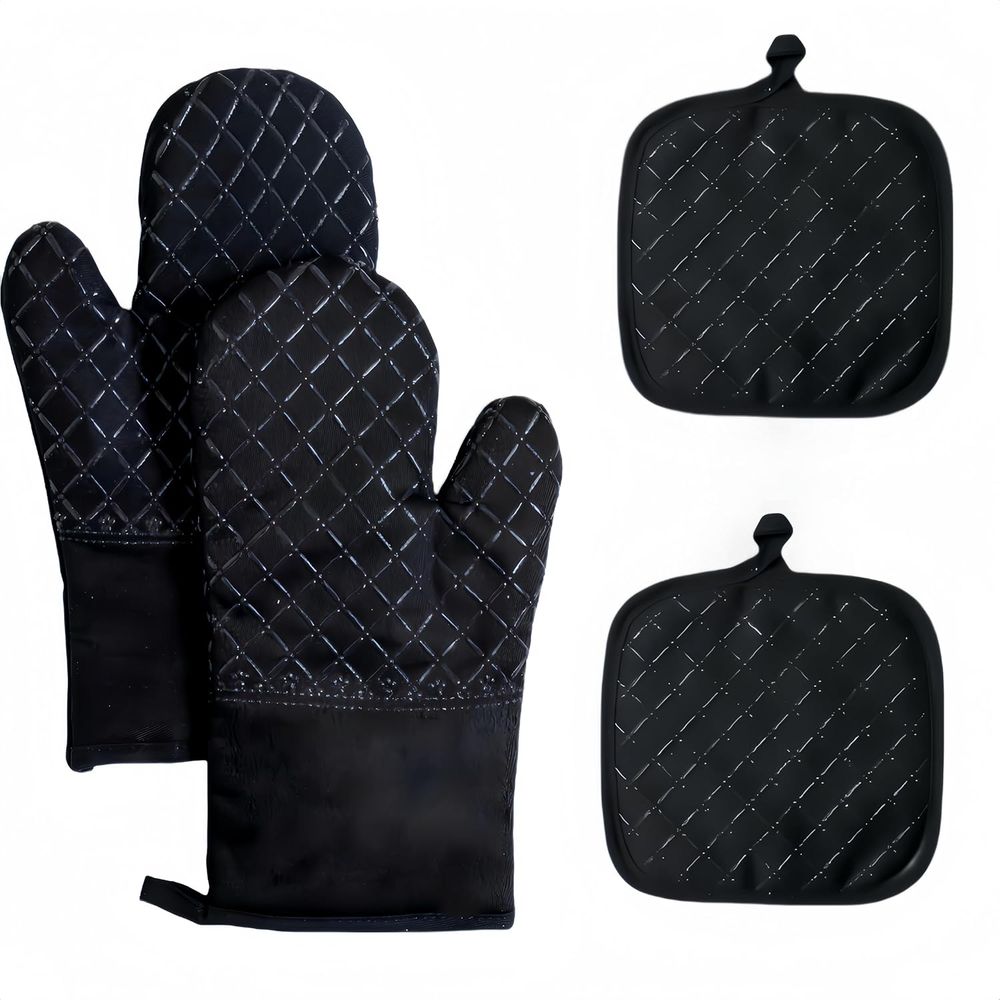Oven Mitt Silicone - Conjunto de 4 Peças, Luvas de