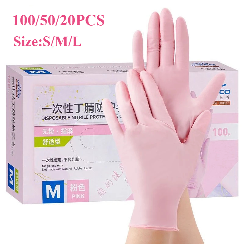 Nitrile Mechanic Glove - 20/50/100 pçs luvas de nitrilo rosa
